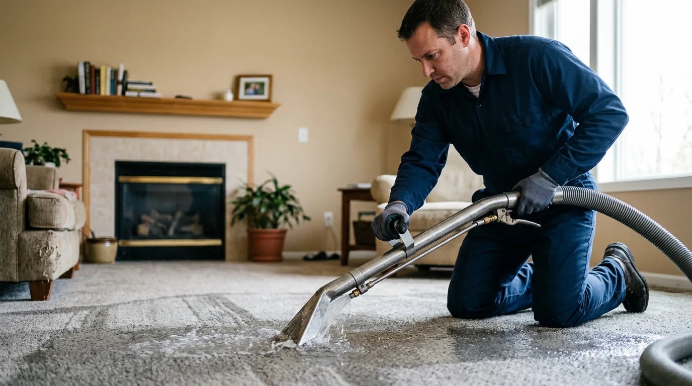 Water damage restoration technician working near Bovina, TX